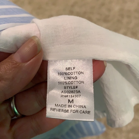 Darling blue/white pinstripes, wrap dress. Medium - Picture 5 of 5